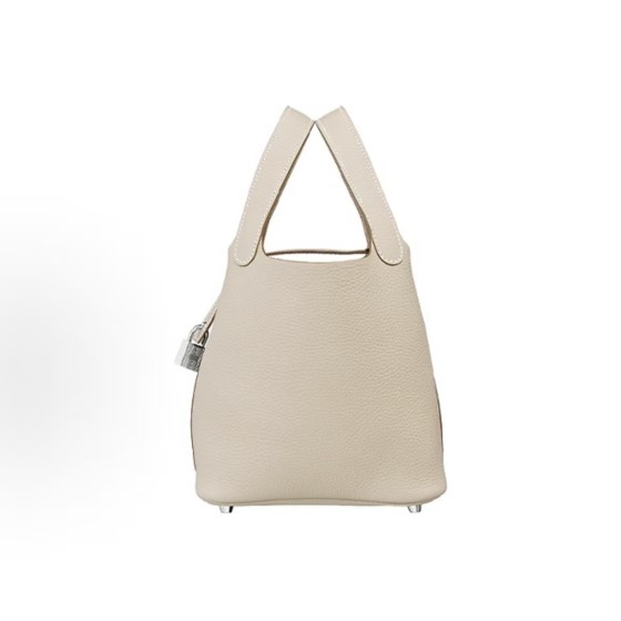 HERMES Picotin Lock 18 Silver buckle basket Bucket Bag Handbag 18 Women\'s Edition 10 Craie Milkshake White